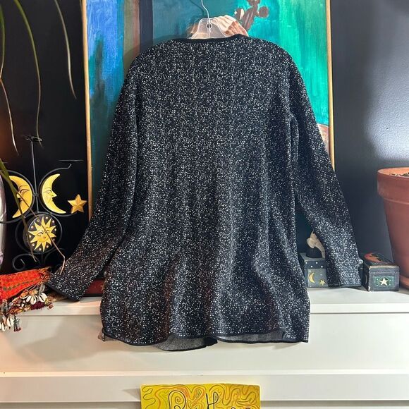 Nicole Miller Black and White Speckled Zip Up Cardigan Medium - Picture 9 of 15